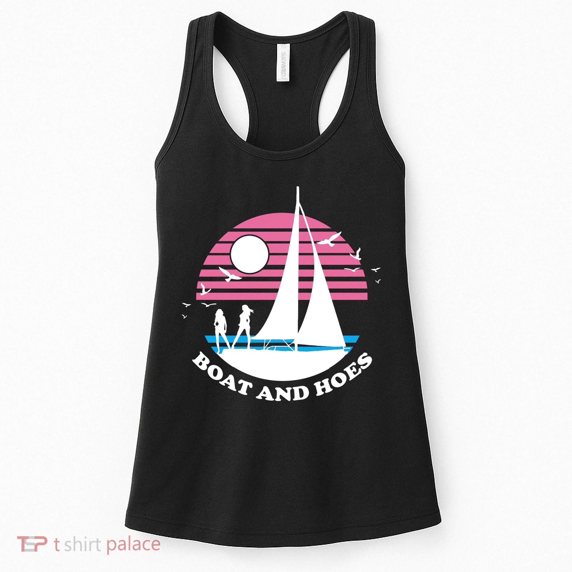 Boats And Hoes Retro Sunset Funny Women's Tank Top