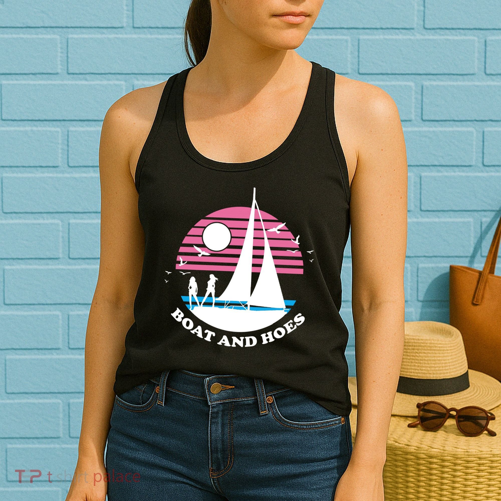 Boats And Hoes Retro Sunset Funny Women's Tank Top
