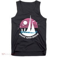 Boats And Hoes Retro Sunset Funny Tank Top thumb 0