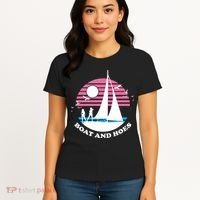 Boats And Hoes Retro Sunset Funny Women's T-Shirt thumb 4