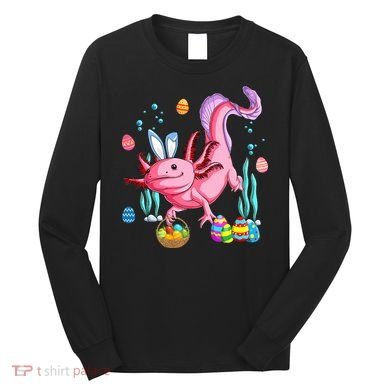 Bunny Axolotl Hunting Easter Eggs Basket Costume Long Sleeve Shirt
