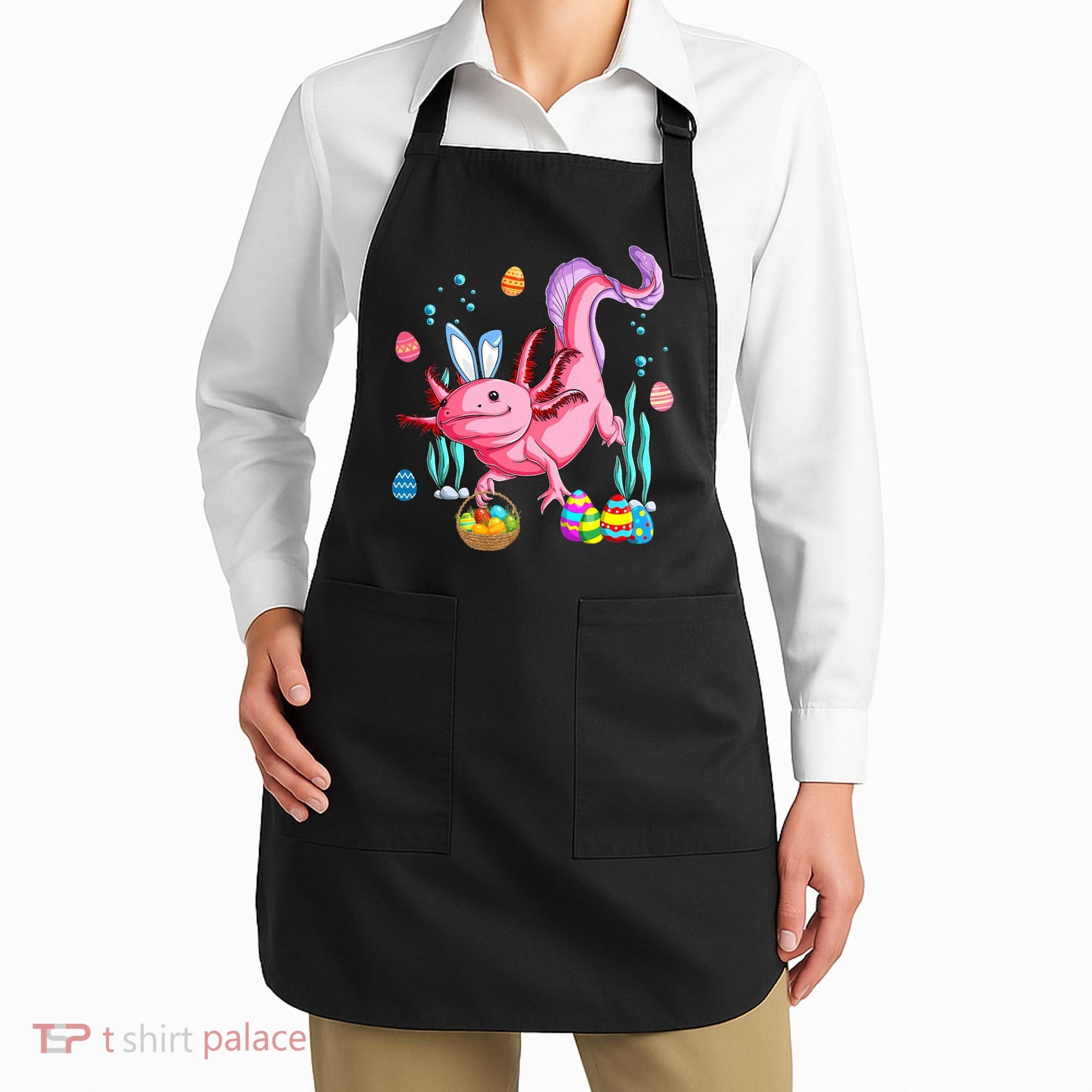 Bunny Axolotl Hunting Easter Eggs Basket Costume Apron