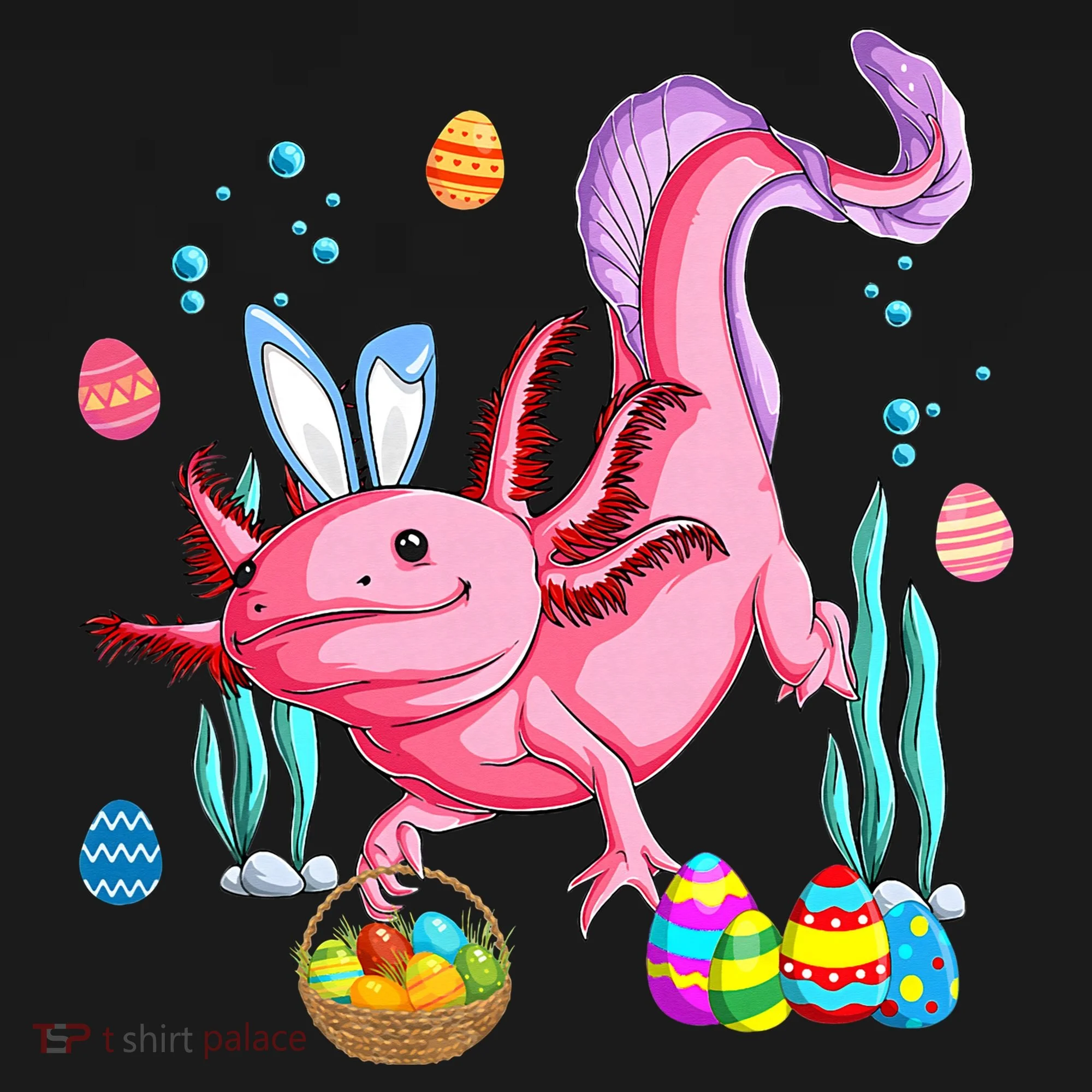 Bunny Axolotl Hunting Easter Eggs Basket Costume Women's Hoodie