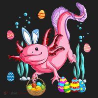 Bunny Axolotl Hunting Easter Eggs Basket Costume Golf Towel thumb 3