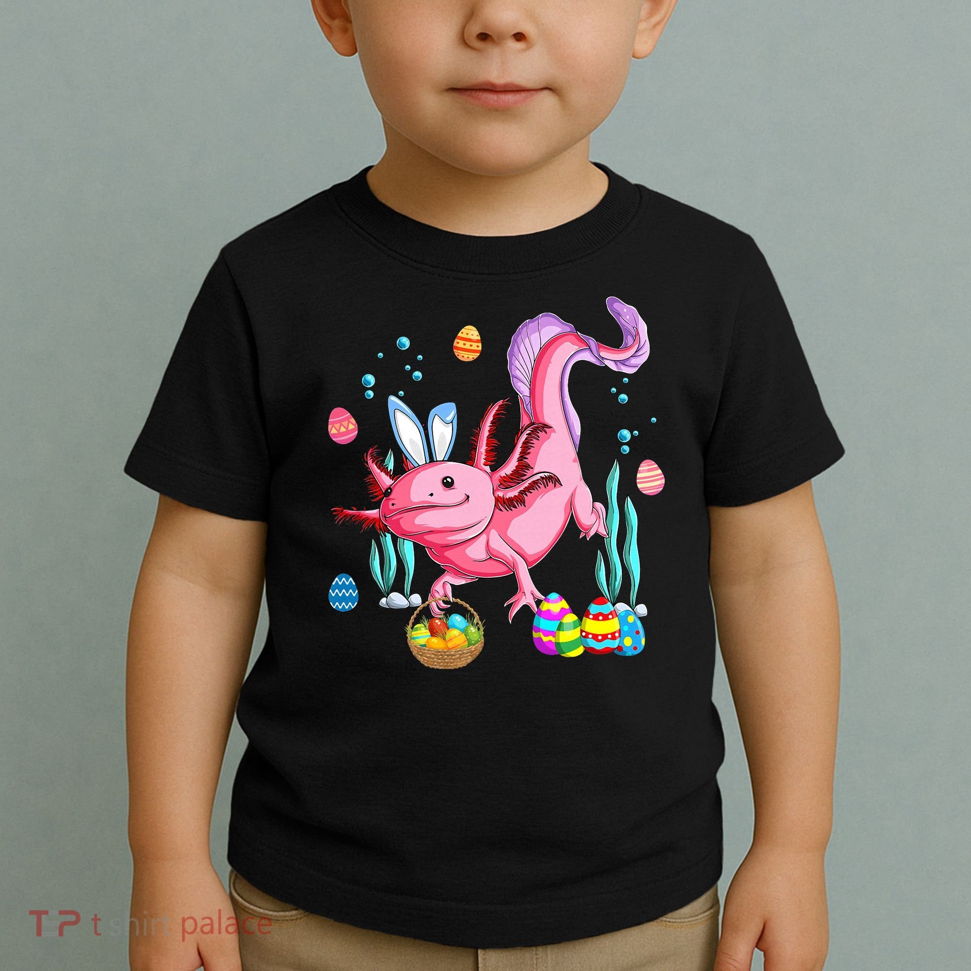 Bunny Axolotl Hunting Easter Eggs Basket Costume Toddler T-Shirt