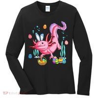 Bunny Axolotl Hunting Easter Eggs Basket Costume Women's Long Sleeve Shirt thumb 0
