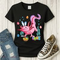 Bunny Axolotl Hunting Easter Eggs Basket Costume Women's T-Shirt thumb 3