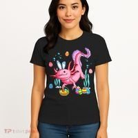 Bunny Axolotl Hunting Easter Eggs Basket Costume Women's T-Shirt thumb 4