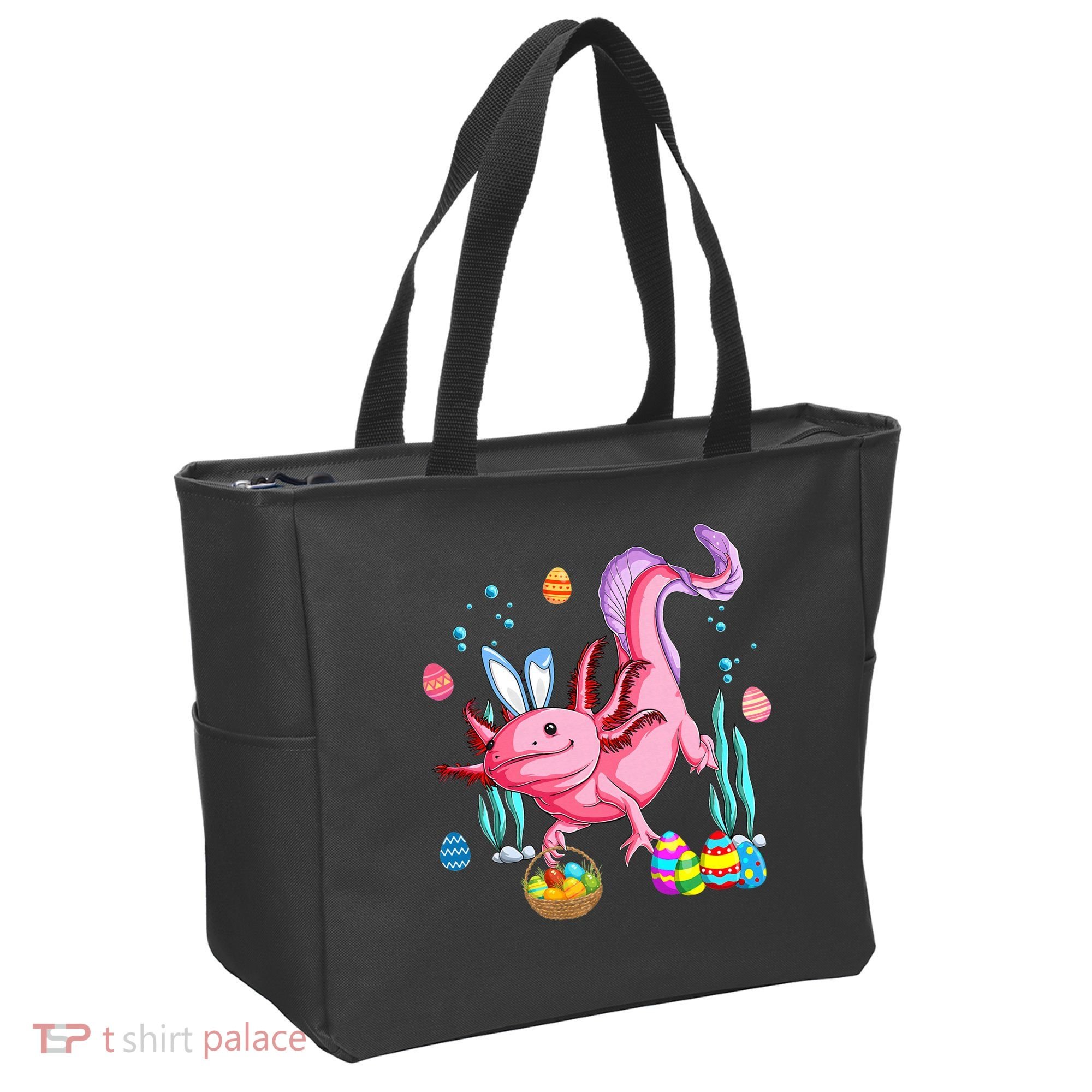 Bunny Axolotl Hunting Easter Eggs Basket Costume Tote Bag
