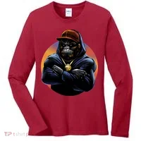 Bad Ass Hip Hop Monkey Women's Long Sleeve Shirt thumb 0