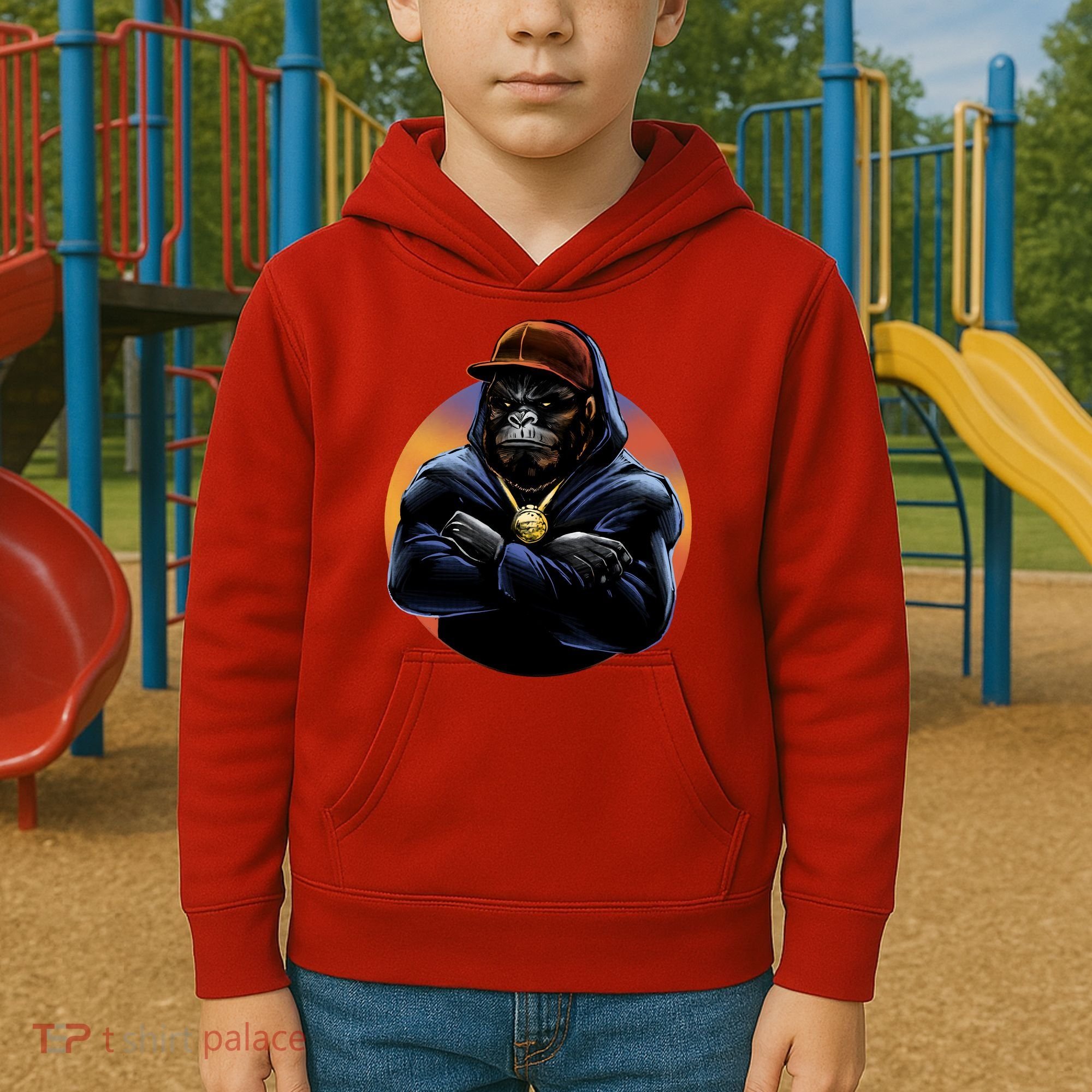 Bad Ass Hip Hop Monkey Kids Hoodie