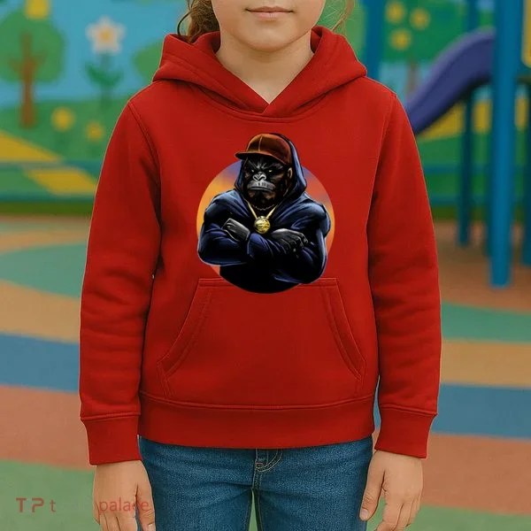 Bad Ass Hip Hop Monkey Kids Hoodie