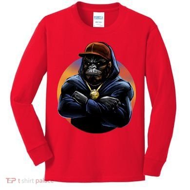 Bad Ass Hip Hop Monkey Kids Long Sleeve Shirt