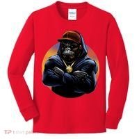 Bad Ass Hip Hop Monkey Kids Long Sleeve Shirt thumb 0
