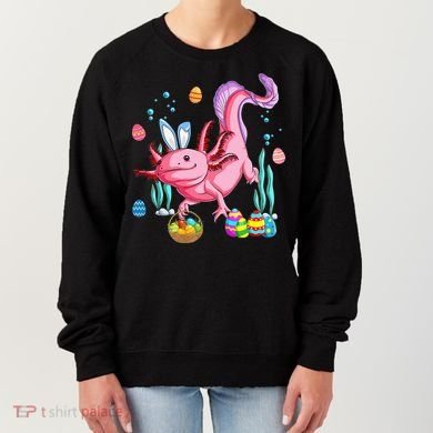 Bunny Axolotl Hunting Easter Eggs Basket Women's Sweatshirt
