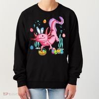 Bunny Axolotl Hunting Easter Eggs Basket Women's Sweatshirt thumb 0