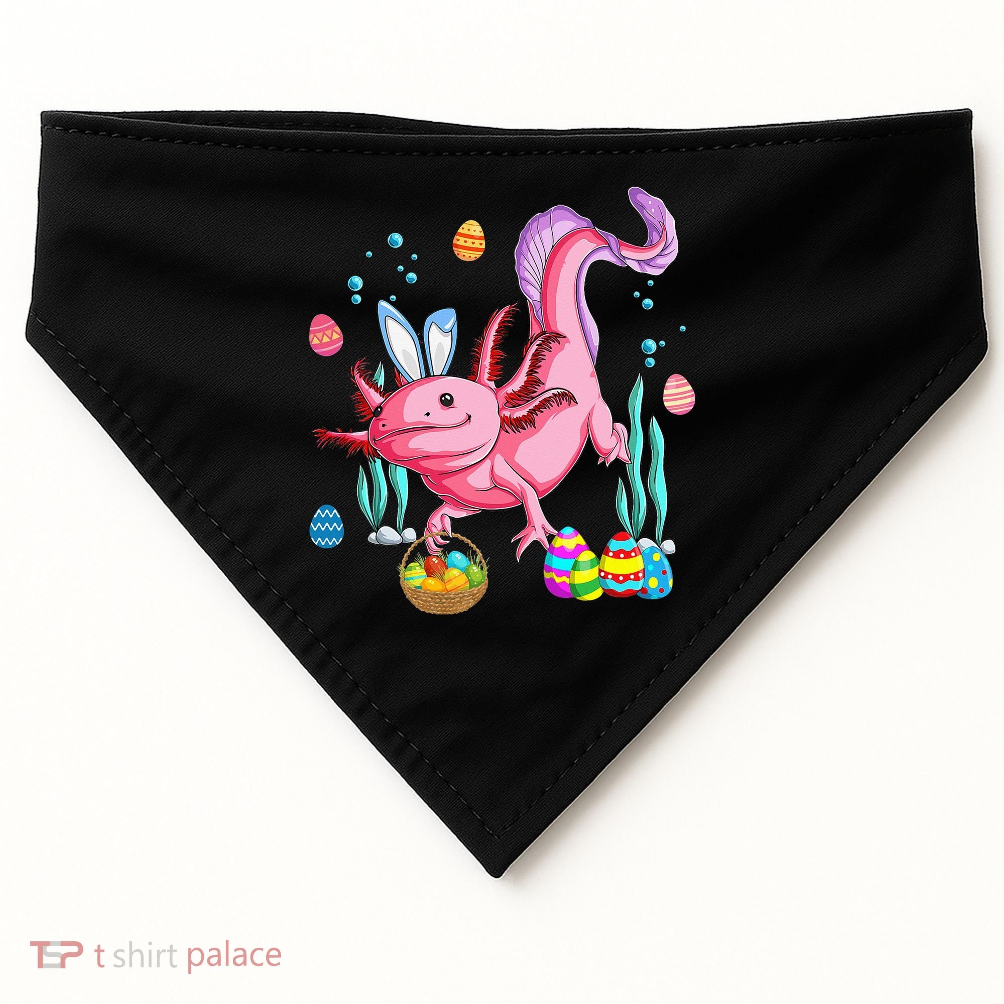 Bunny Axolotl Hunting Easter Eggs Basket USA-Made Doggie Bandana
