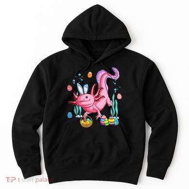 Bunny Axolotl Hunting Easter Eggs Basket Hoodie