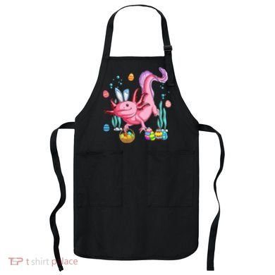 Bunny Axolotl Hunting Easter Eggs Basket Apron