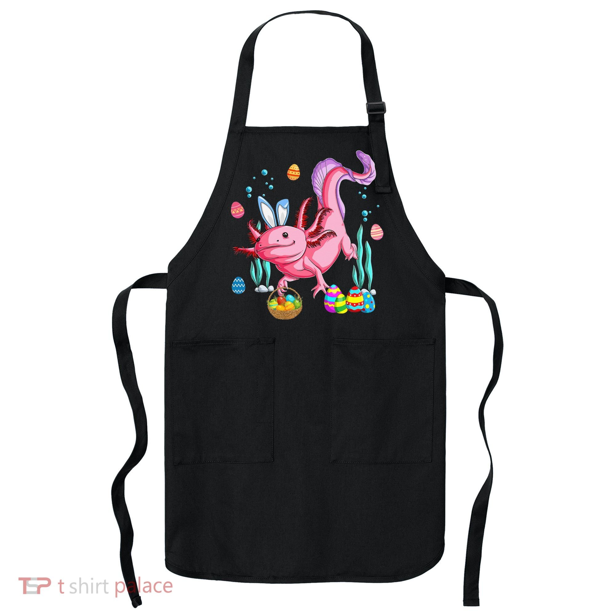 Bunny Axolotl Hunting Easter Eggs Basket Apron