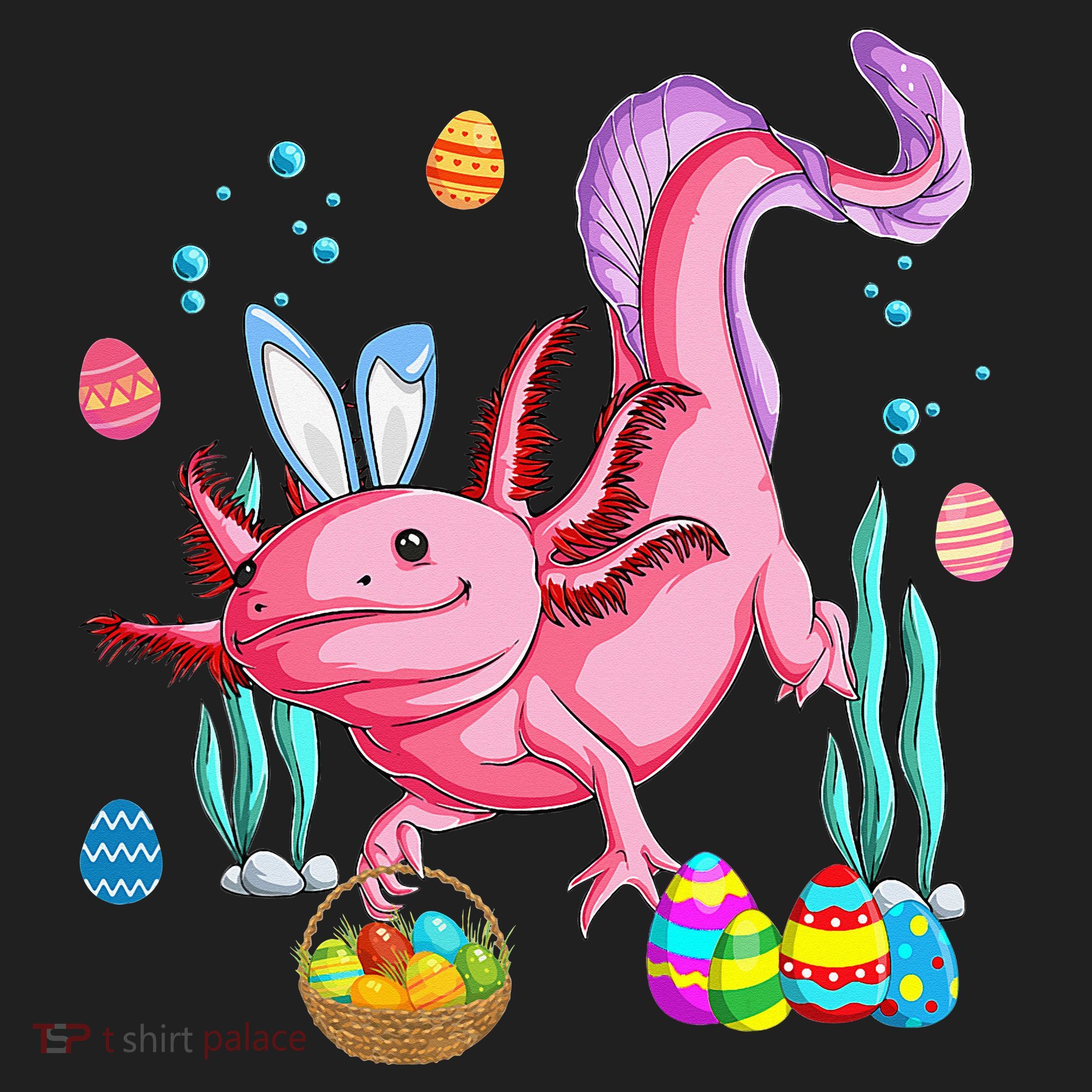 Bunny Axolotl Hunting Easter Eggs Basket Beanie
