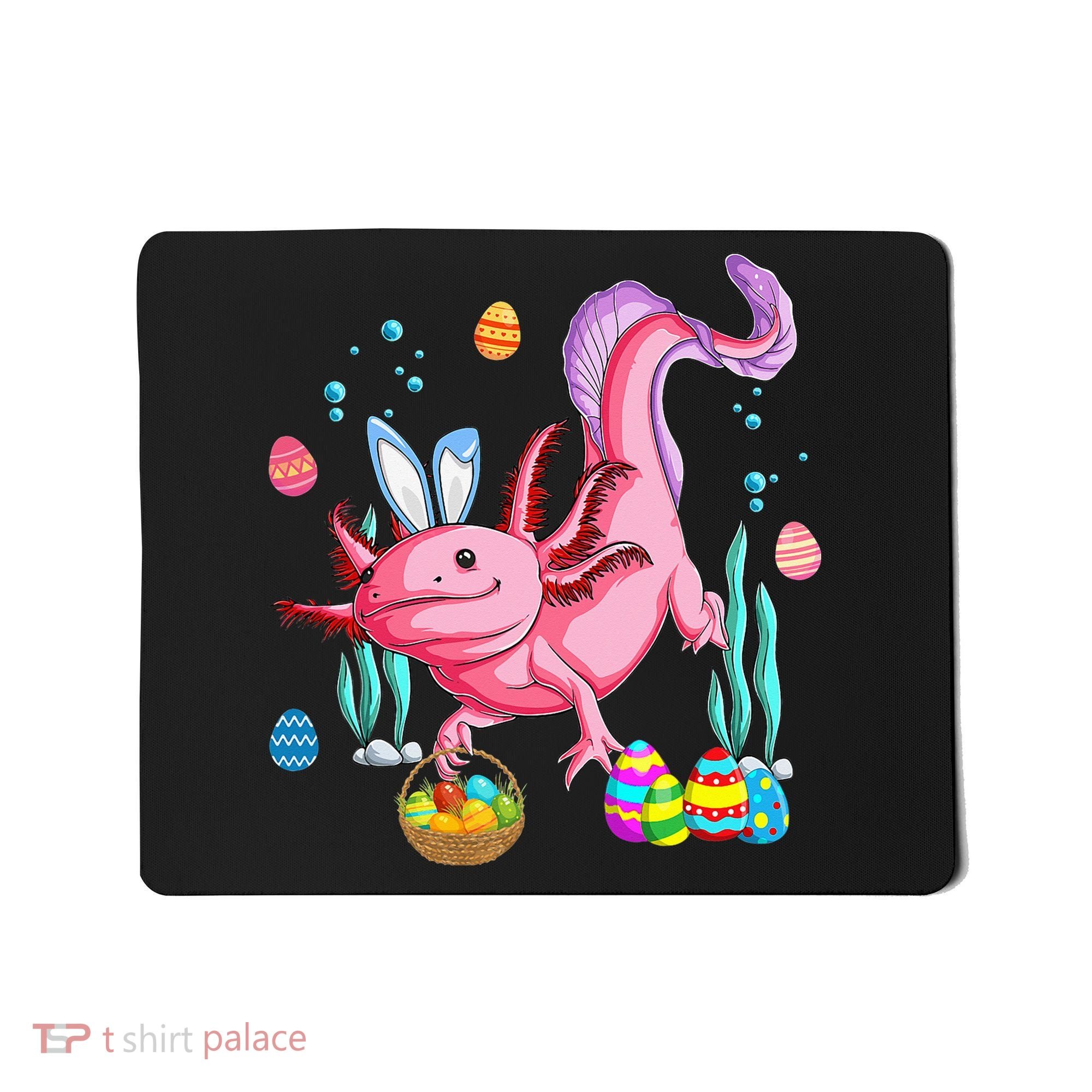 Bunny Axolotl Hunting Easter Eggs Basket Mousepad