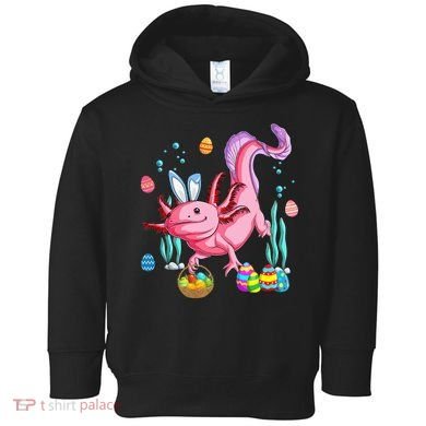 Bunny Axolotl Hunting Easter Eggs Basket Toddler Hoodie