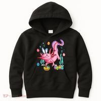 Bunny Axolotl Hunting Easter Eggs Basket Kids Hoodie thumb 0