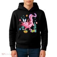 Bunny Axolotl Hunting Easter Eggs Basket Kids Hoodie thumb 4