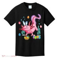 Bunny Axolotl Hunting Easter Eggs Basket Kids T-Shirt thumb 0