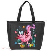 Bunny Axolotl Hunting Easter Eggs Basket Tote Bag thumb 0