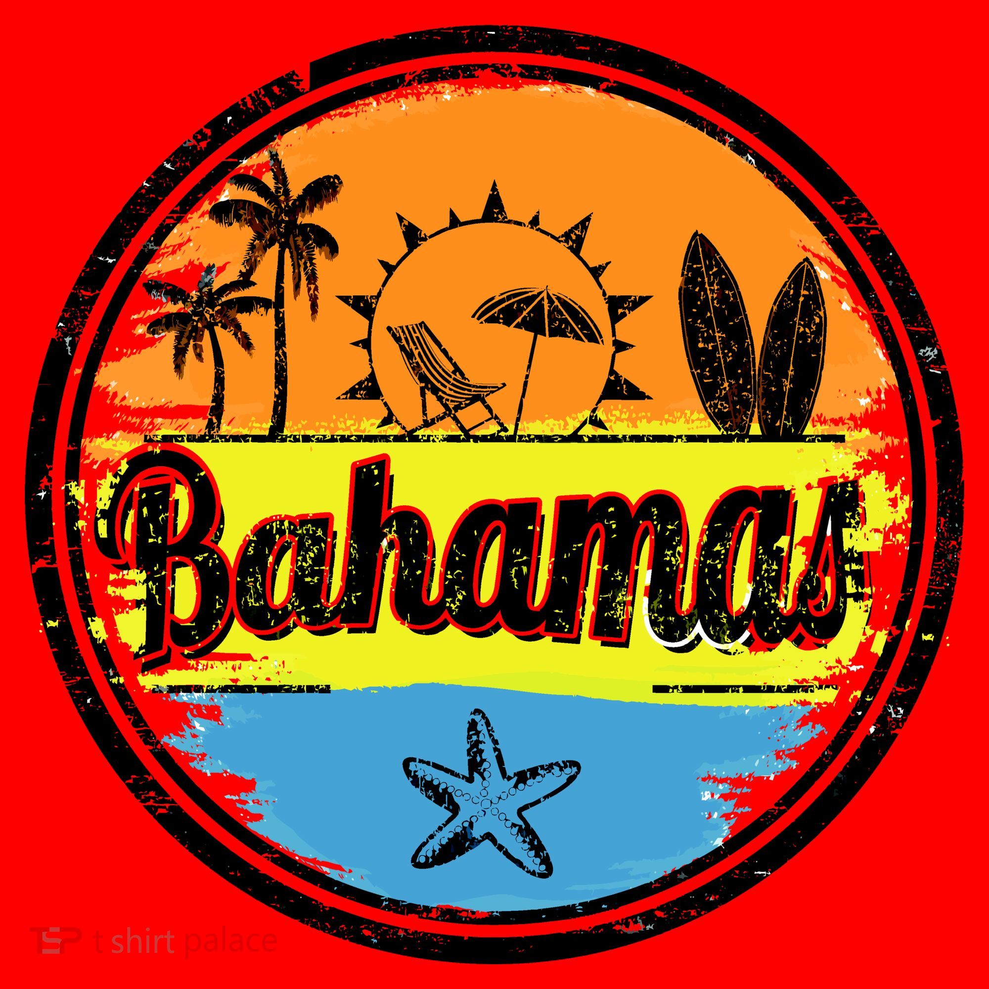 Bahamas Retro Circle Santa Hat