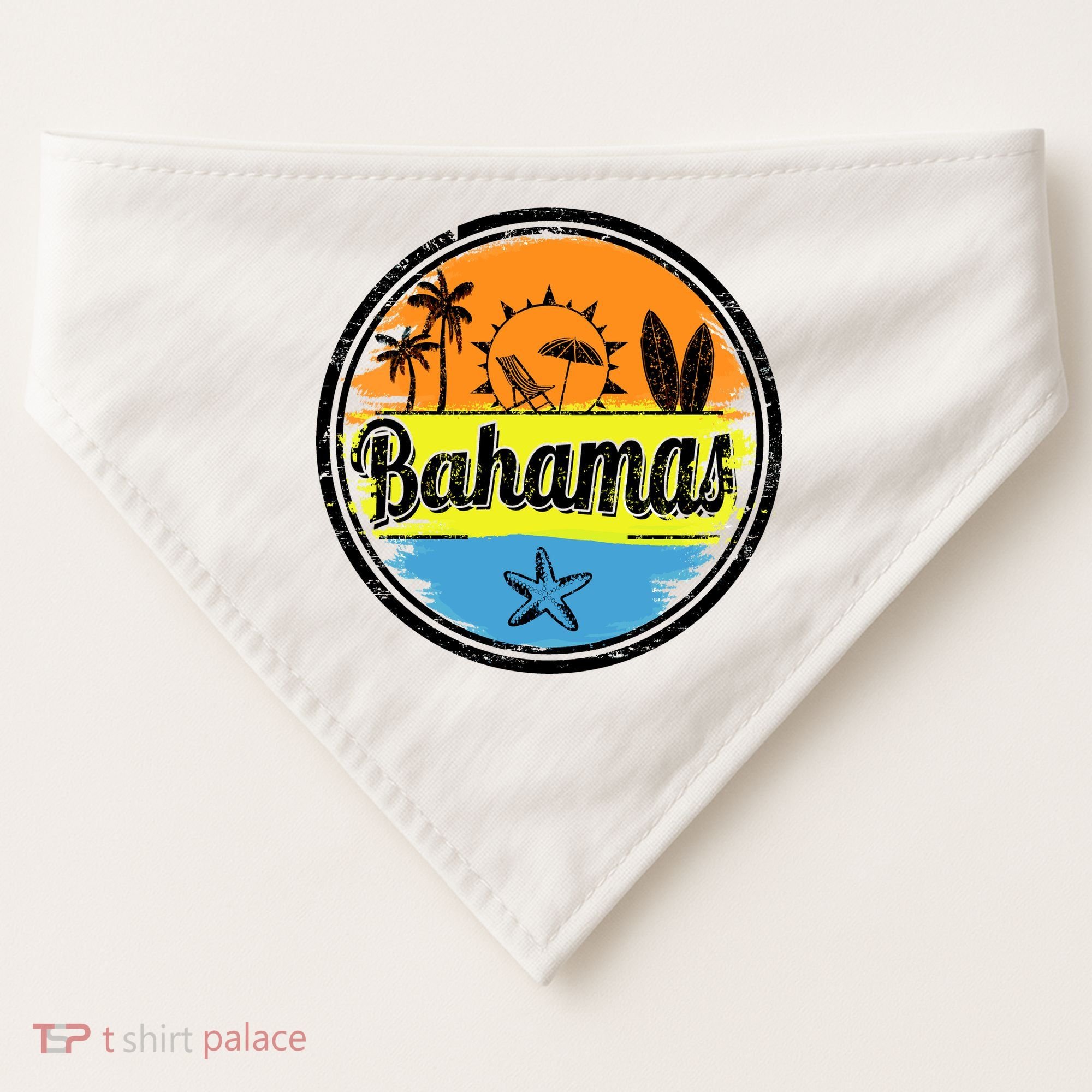 Bahamas Retro Circle USA-Made Doggie Bandana