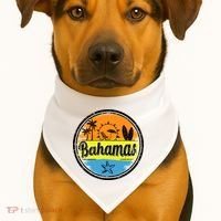 Bahamas Retro Circle USA-Made Doggie Bandana thumb 1