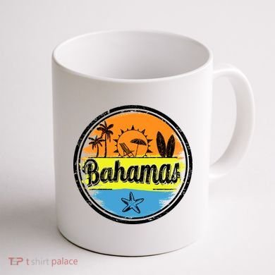 Bahamas Retro Circle Coffee Mug back
