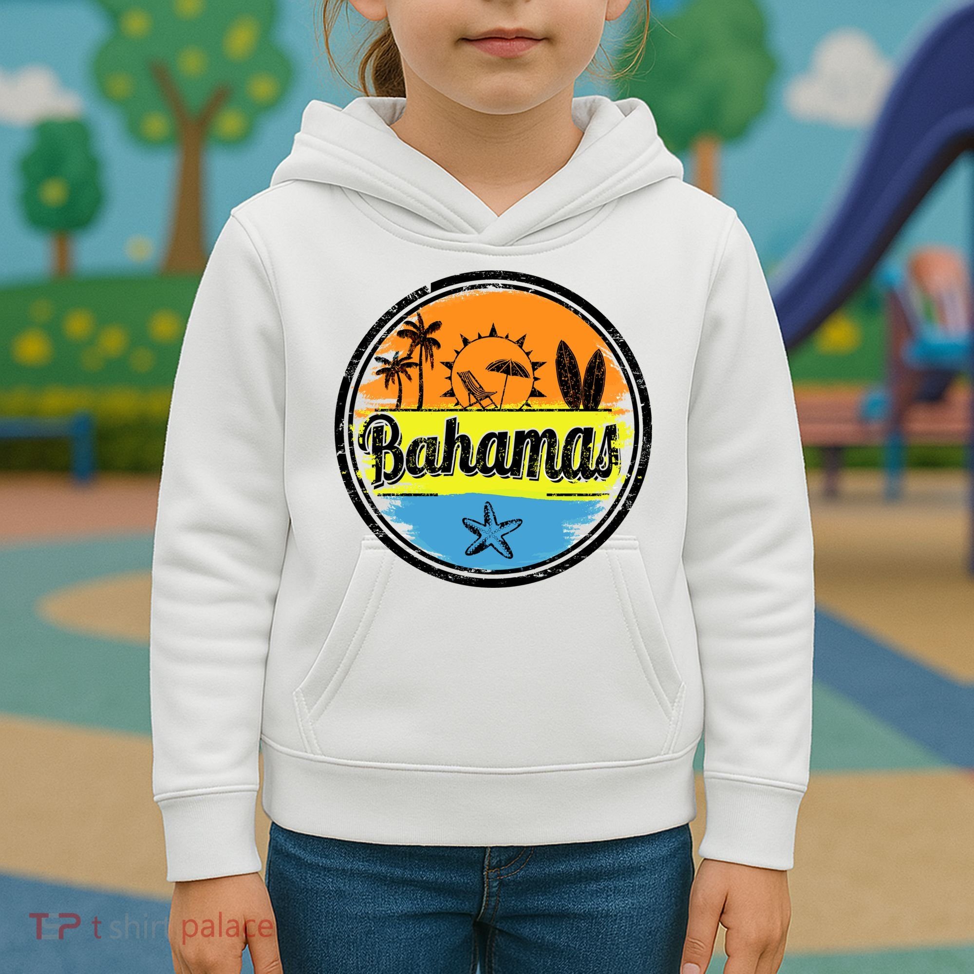 Bahamas Retro Circle Kids Hoodie