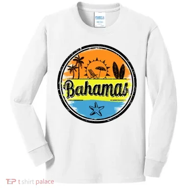 Bahamas Retro Circle Kids Long Sleeve Shirt