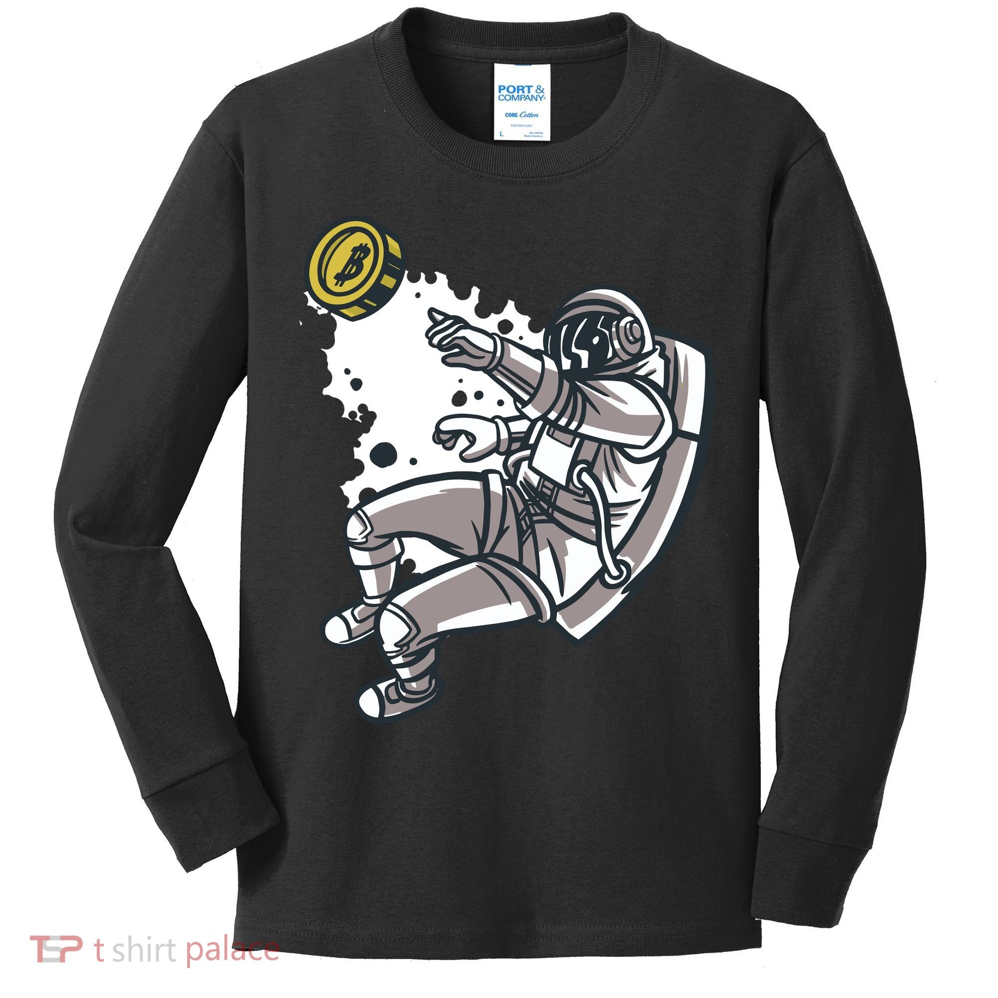 Bitcoin Astronaut In Space Kids Long Sleeve Shirt