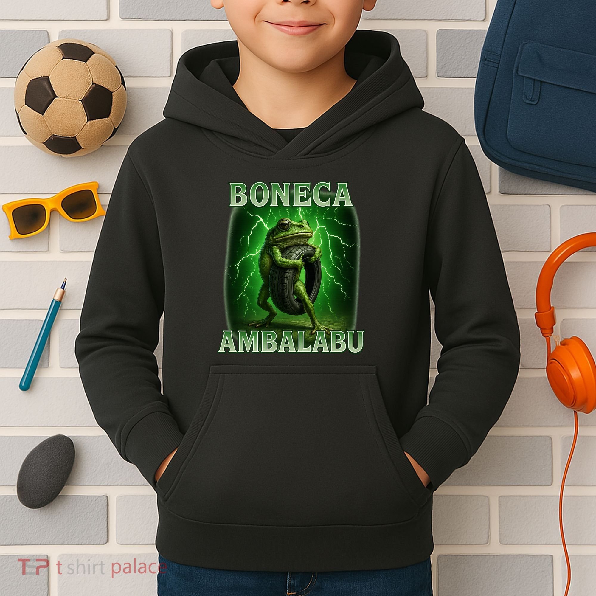 Boneca Ambalabu Italian Brainrot Frog Meme Kids Hoodie
