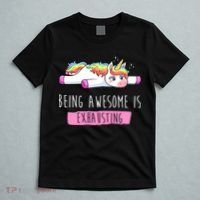 Being Awesome Is Exhausting Funny Unicorn T-Shirt thumb 5