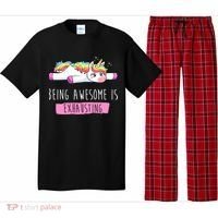 Being Awesome Is Exhausting Funny Unicorn Pajama Set thumb 0