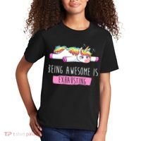 Being Awesome Is Exhausting Funny Unicorn Kids T-Shirt thumb 2