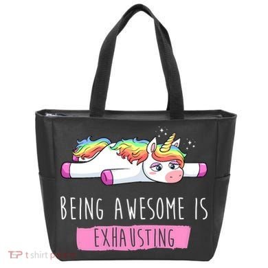 Being Awesome Is Exhausting Funny Unicorn Tote Bag