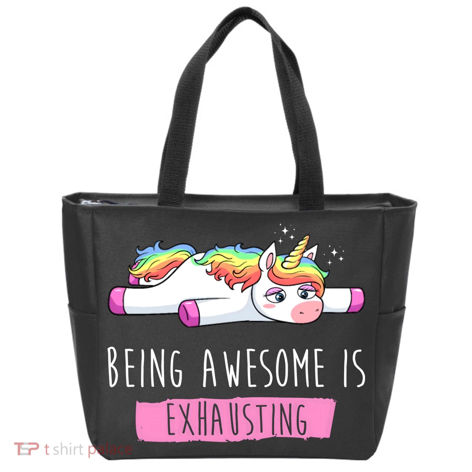 Being Awesome Is Exhausting Funny Unicorn Tote Bag