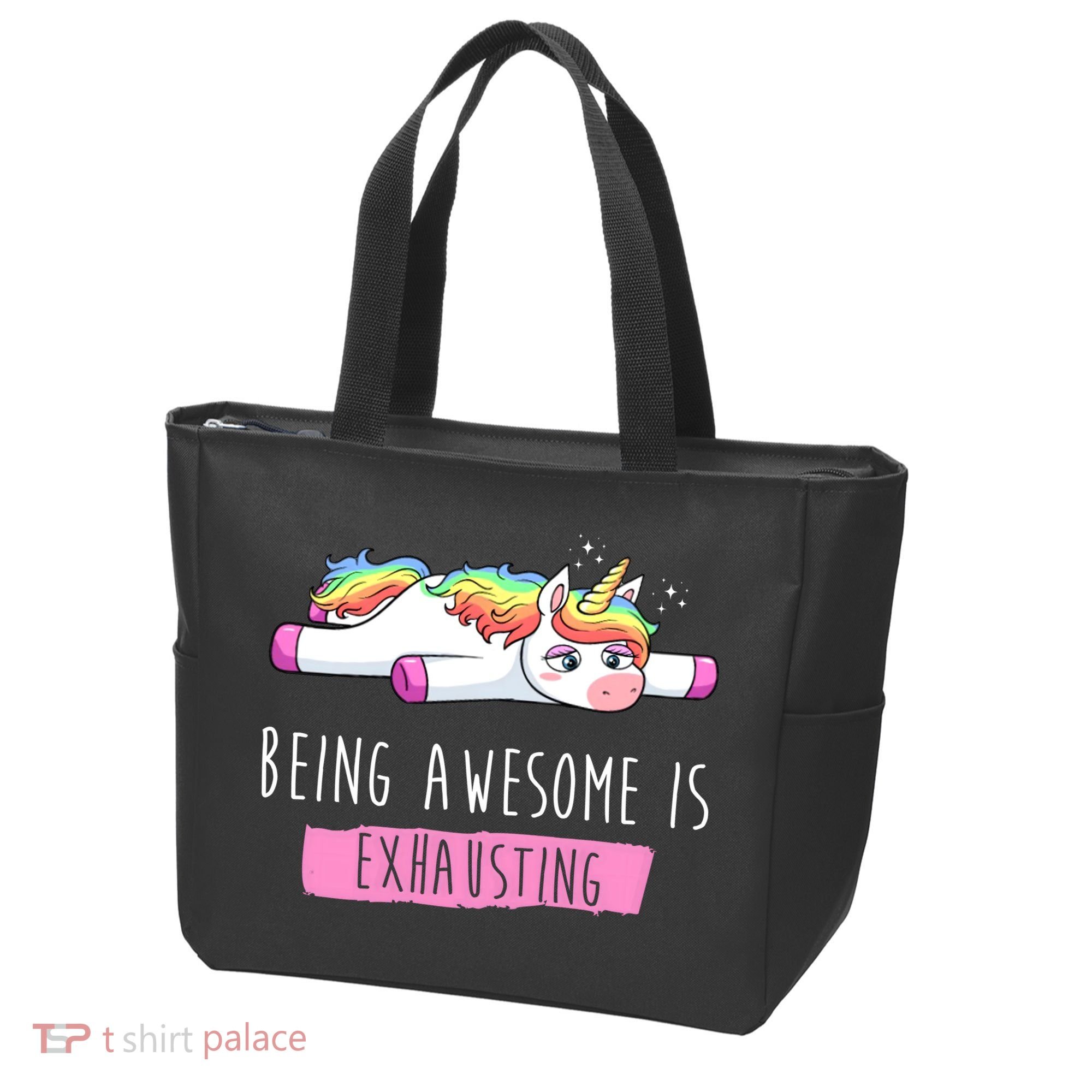 Being Awesome Is Exhausting Funny Unicorn Tote Bag