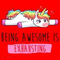 Being Awesome Is Exhausting Funny Unicorn Santa Hat thumb 1