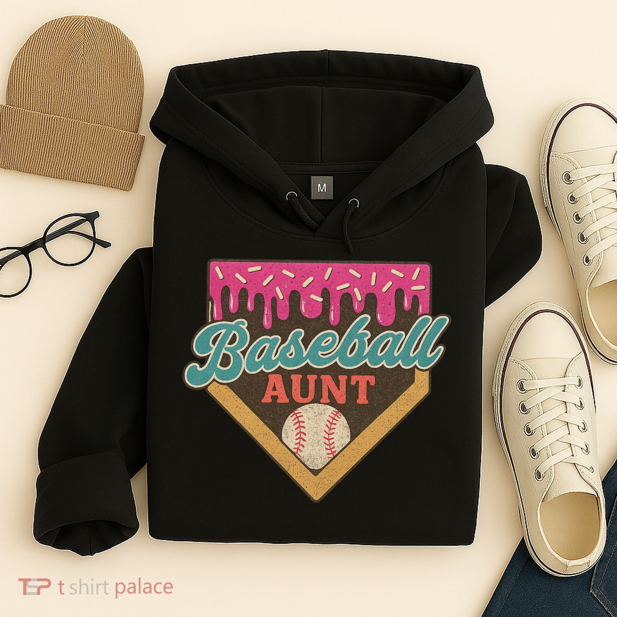 Baseball Aunt Ice Cream Drip Hoodie