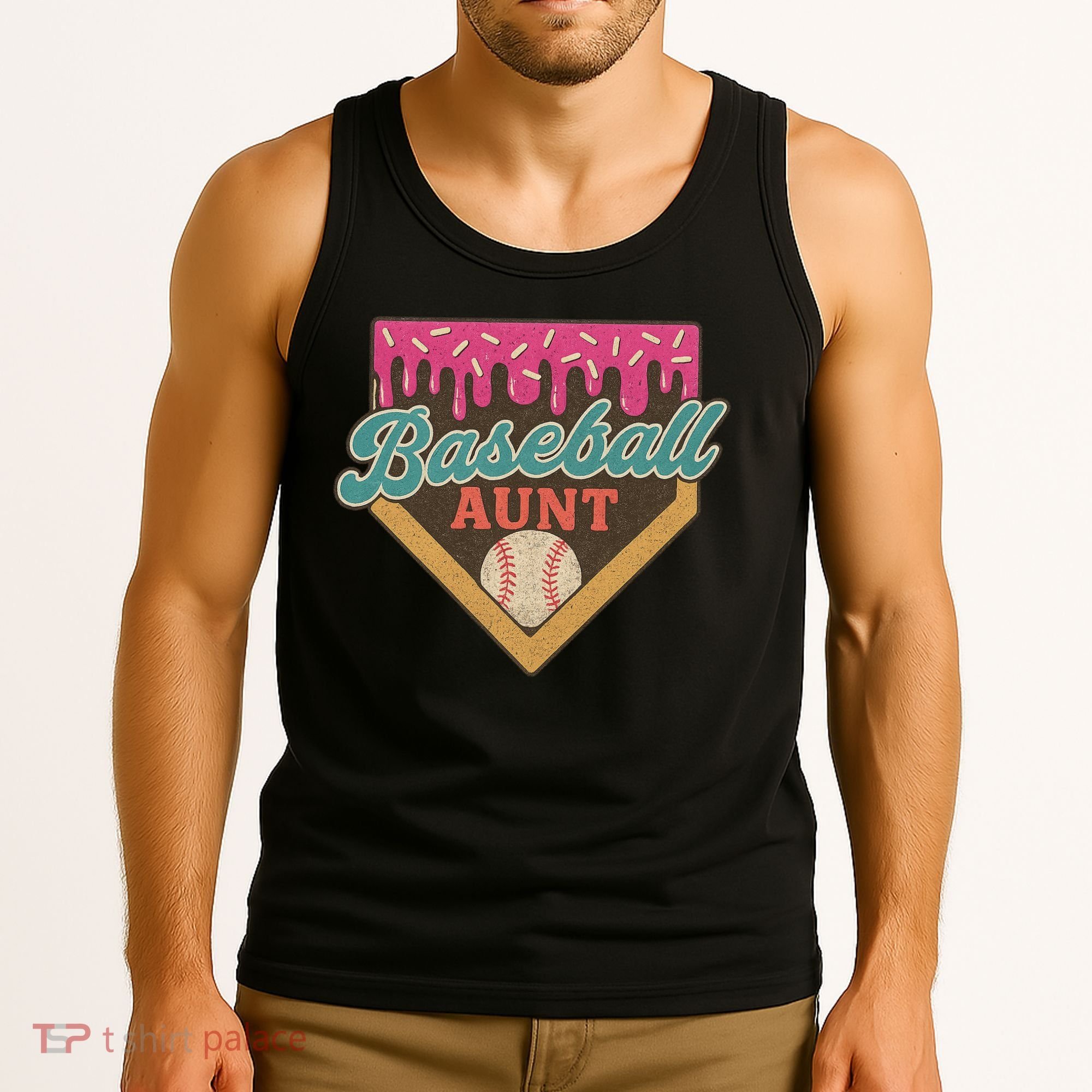 Baseball Aunt Ice Cream Drip Tank Top