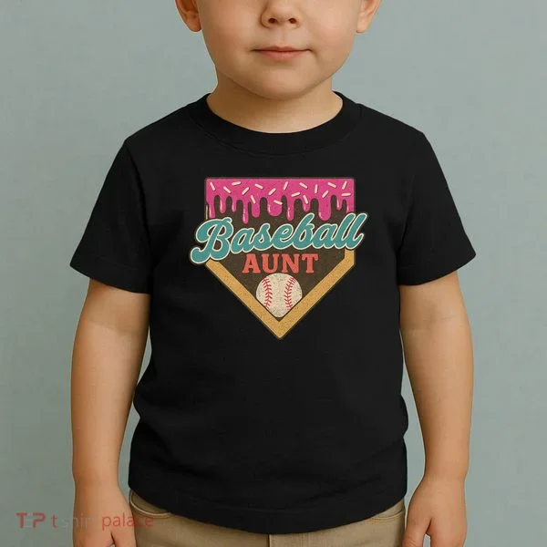 Baseball Aunt Ice Cream Drip Toddler T-Shirt