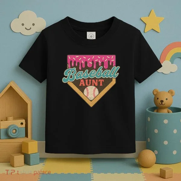 Baseball Aunt Ice Cream Drip Toddler T-Shirt
